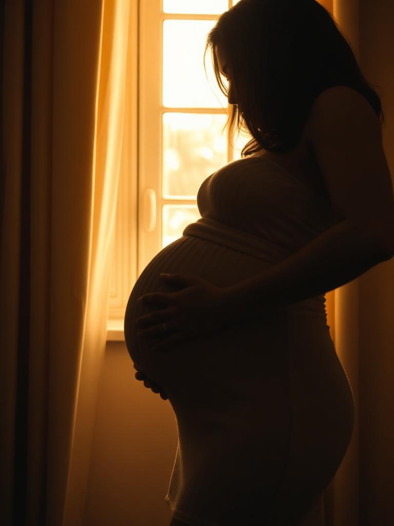 Pregnancy silhouette in warm light